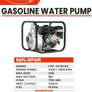 RAPL-WP30R – 4-Stroke 6.5 HP Petrol Water Pump (3 Inch)