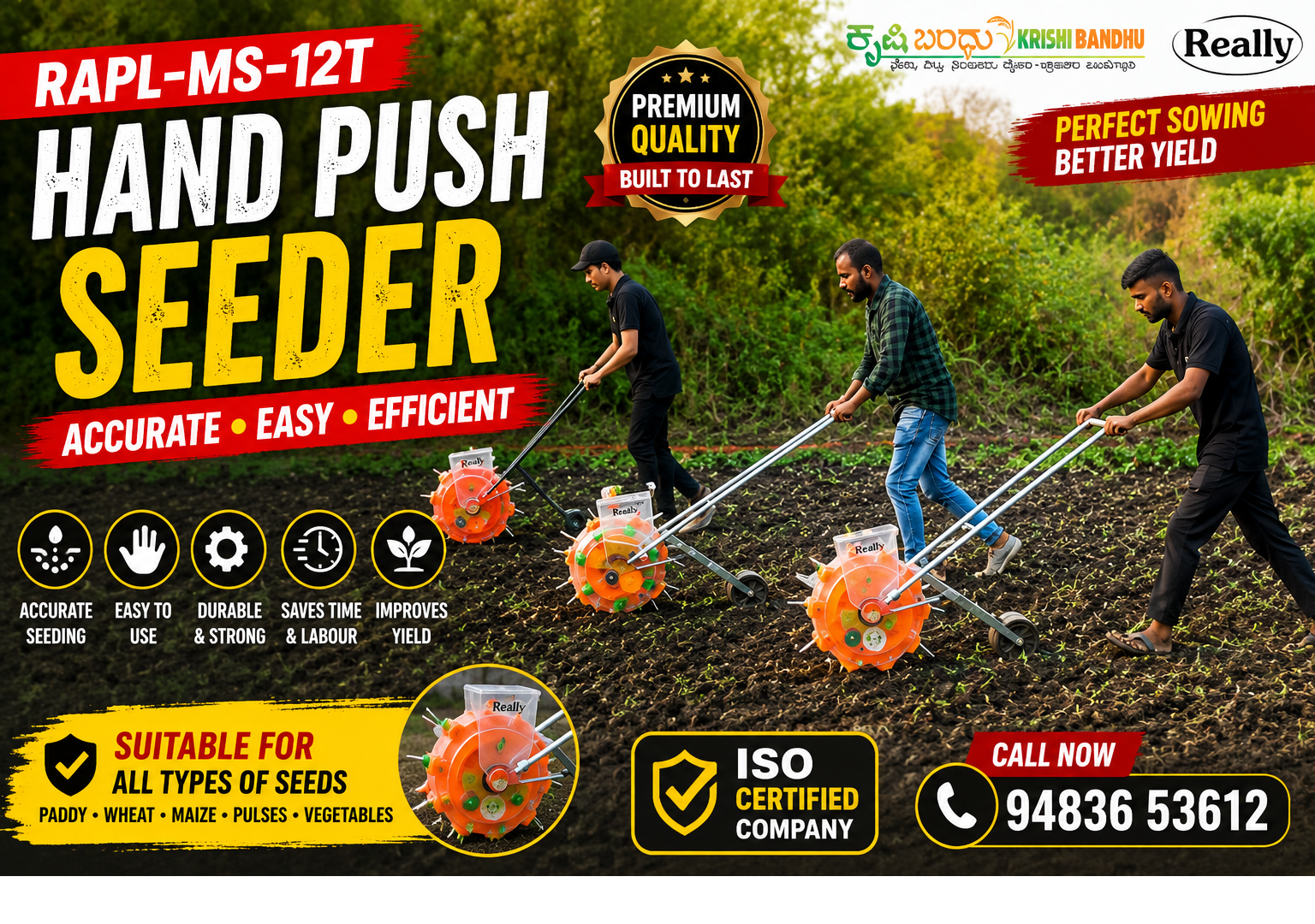 REALLY MANUAL SEEDER – RAPL-MS-12T SHORT TEETH (6.5 CM)
